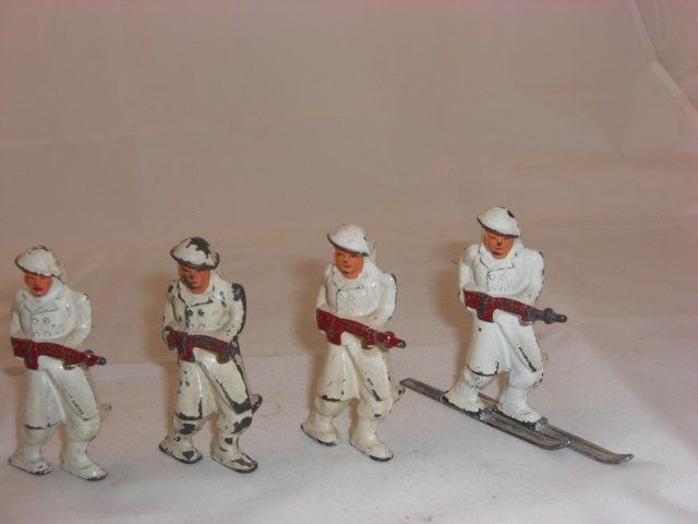 Barclay Ski Troops: Includes 4 B135. 1 with Skis. 4 Pieces. Condition Very Good.