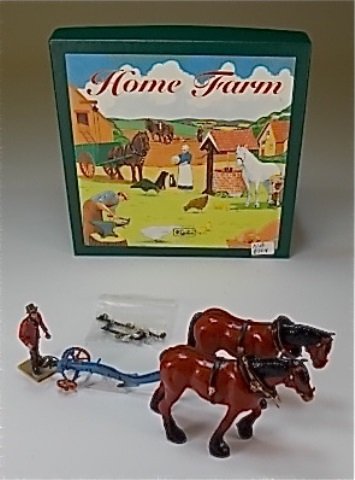 Britains Set #8704: Farm Series, Plow Set. With Original Box. 8 Pieces. Condition Excellent.