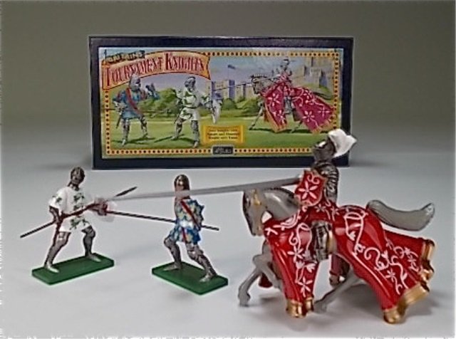 Britains Set #8763: Foot Knights with Spears. With Original Box. 3 Pieces.