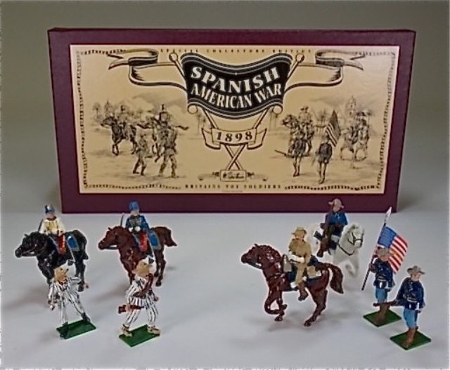 Britains Set #8899: Spanish American War, Teddy Roosevelt, Rough Riders and Cuban Separatists. With Original Box. 8 Pieces. Condition Excellent.