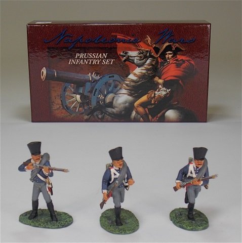 Britains Set #17365: Napoleonic, Prussian Infantry. With Original Box. 3 Pieces. Condition Excellent.