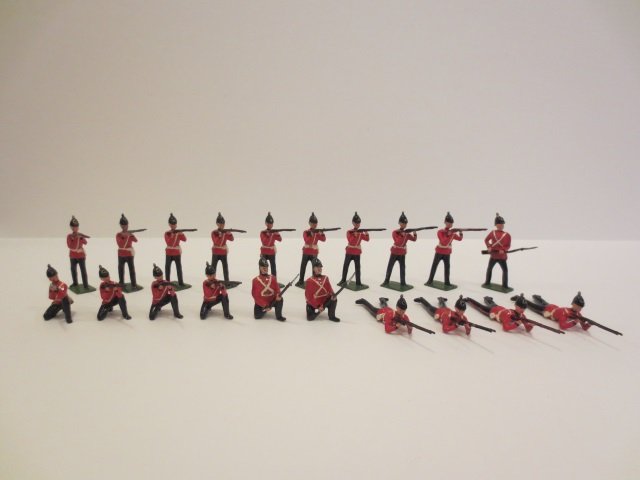 Britains from Various I.O.L. Sets Firing: Post War. 20 pieces, unboxed, condition very good