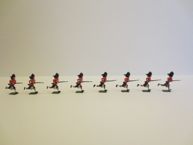 Britains from Set #11 Black Watch Charging: Post War. 8 pieces, unboxed, condition very good
