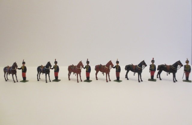 Britains From Set #182 Eleventh Hussars: Post War. 12 pieces, unboxed, condition very good