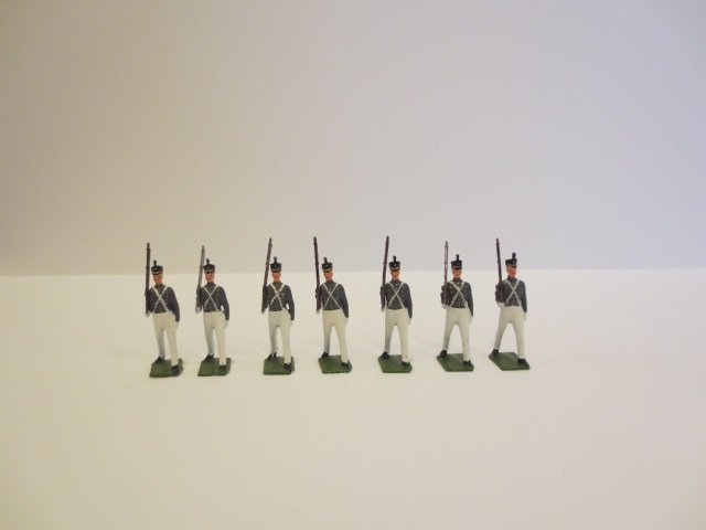 Britains from Set #299 West Point Cadets: Summer Dress. Post War. 7 pieces, unboxed, condition very good