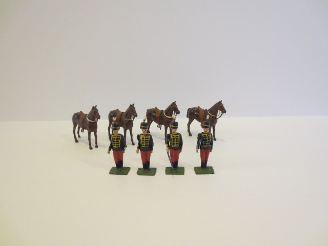 Britains Set #182 Eleventh Hussars: Post War. 8 pieces, unboxed, condition very good