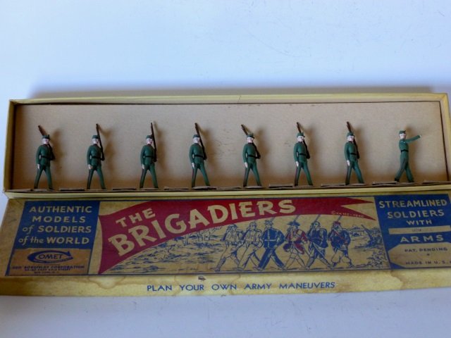 Comet Infantry Light Green Uniform: Post War. 8 pieces with original box, no retaining card, condition very good, box good
