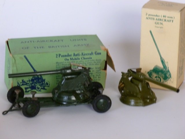 Britains Sets #1715 & #1717 AA Guns: Post War. 2 pieces, with original boxes, condition very good, boxes very good