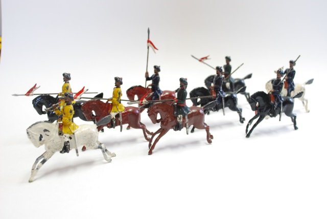 Britains from Set #47 & #66 Indian Cavalry: Post War. 9 pieces, unboxed, condition very good