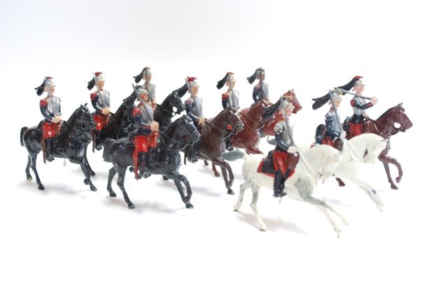 Britains from Set#138 French Cuirassiers: Post War. 10 pieces, unboxed, condition very good