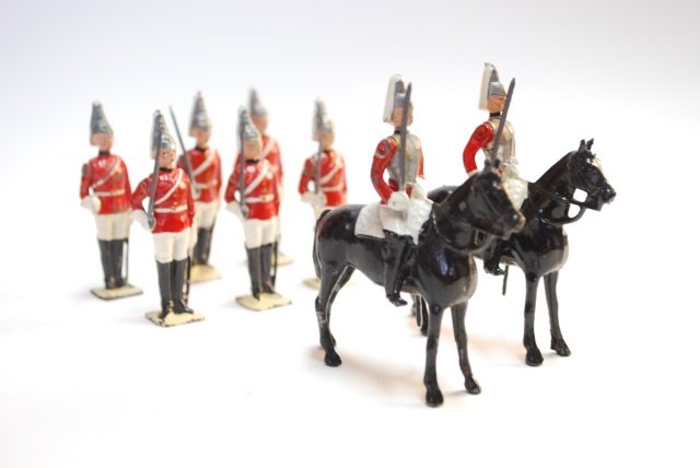 Britains from Set #2029 Life Guards Sentries: Post War. 8 pieces, unboxed, condition very good