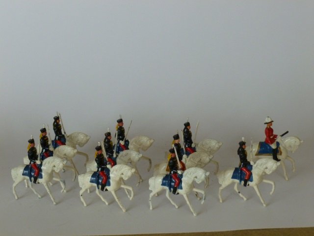 Johillco Mounted Field Marshall and Dragoons: Post War. 11 pieces, unboxed, condition very good