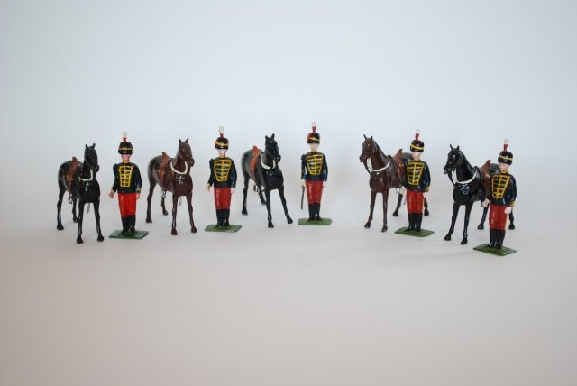 Britains Set #182 11th Hussars: Post War. 10 pieces, unboxed, condition very good