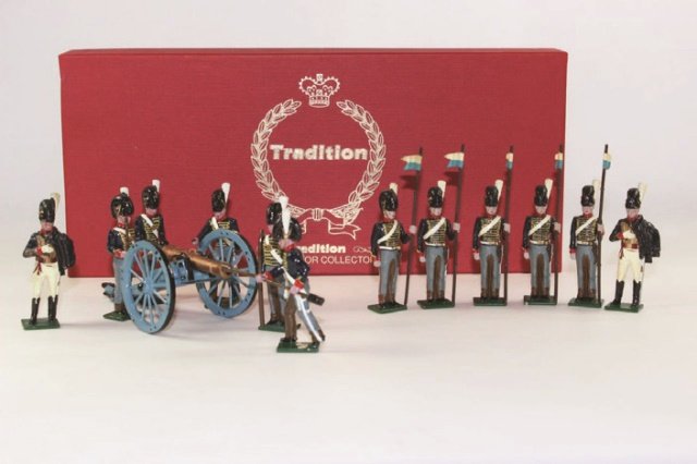 Tradition Napoleonic Artillery Units 1815: Mounted rocket Corps of the RHA Set#B2B Royal Horse Artillery Set #B2A Excellent Condition With Box 13 Pieces.