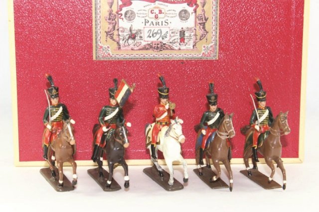 Mignot Napoleonic 6th Regiment Hussars: Cavalry Set #269 Excellent Condition With Box 5 Pieces.