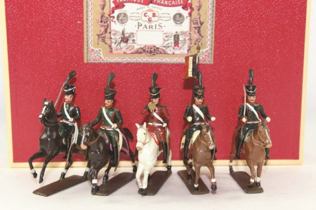 Mignot Napoleonic Light Cavalry: 1809 Set #218 Excellent Condition With Box 5 Pieces.