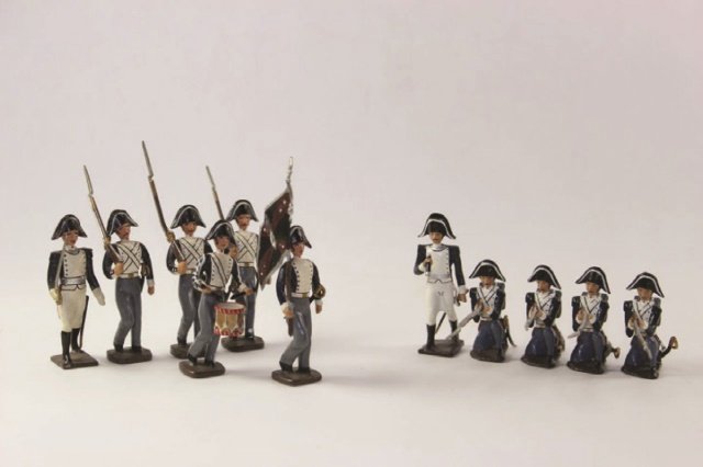 Mignot Prussian Infantry: Marching and in Action #45B Excellent Condition With Box 11 Pieces.