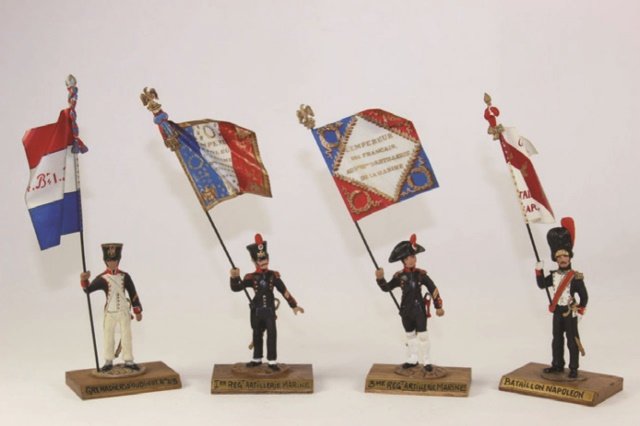 Guy Renaud Napoleonic Standard Bearers: Grenadiers D?oudinot 1st Regiment Marines 3rd Regiment Marine Artillery Battalion of Napoleon Very Good Condition/Excellent Condition No Box 4 Pieces.