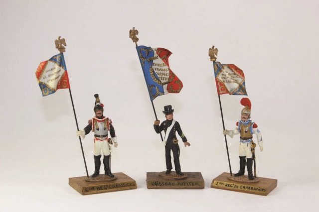 Guy Renaud Napoleonic Standard Bearers: 6th Regiment Cuirassiers Vaiseau Jupiter 1st Regiment Carabiners Very Good/Excellent Condition 3 Pieces.