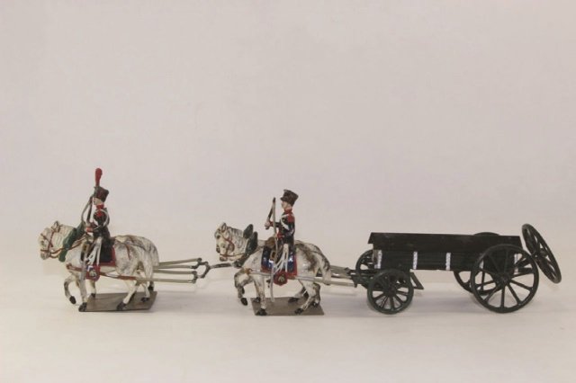Mignot Napoleonic Artillery: Horsedrawn Ammo Wagon With Box Very Good/Excellent Condition 8 Pieces.