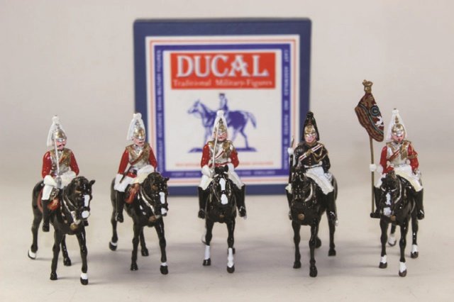 Ducal Cavalry of the Royal Horse Guard: With Standard, Farrier, Field Officer, Colonel Set #M13, M18, M20, M21 Excellent Condition With Box 5 Pieces.