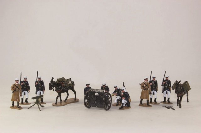 Frank Somme WWI: Foreign Legion Mtn. Gun Mule Set Foreign Legion Mtn Gun Action Set French Foreign Legion Mule With Pioneer Tools (2 Mules Detached From Base) Very Good/Excellent Condition With Box 14 Pieces.