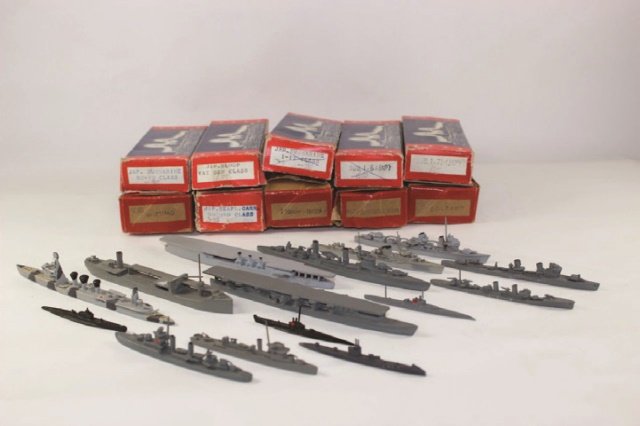 Authenticast 1:1200 Waterline Ship Models: Assorted Japanese Battleships With Assorted Incorrect Boxes Excellent 15 Pieces.