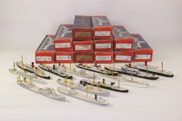 Authenticast 1:1200 Waterline Ship Models: Assorted American Battleships With Some Assorted Incorrect Boxes Excellent 12 Pieces.