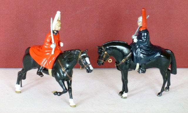 S and S Miniatures Household Cavalry: 2 pieces. Life Guard and Blues and Royals Trooper in Winter cloaks. In original box. Condition Excellent. Box Excellent.