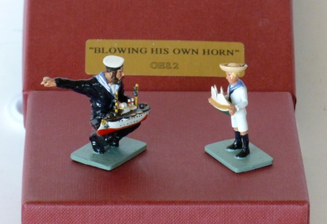 HM of GB Heritage: Blowing his Own Horn’; sailor holding model boat and a child in sailor suit holding model yacht. 2 pieces. In original box. Condition Excellent. Box Excellent.