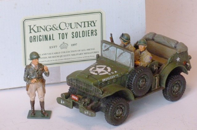 King and Country General Patton: with US Army Jeep and crew. 4 pieces. With original box. Condition excellent. Box excellent.