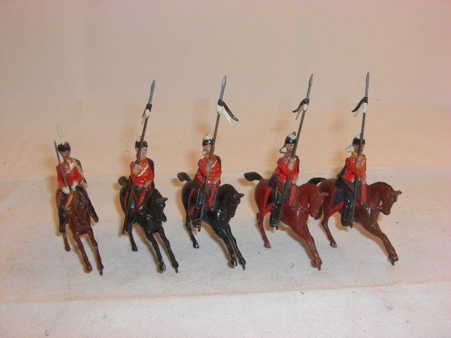Britains #153 Prussian Hussars: Britains #153 Prussian Hussars; condition very good; 5 pieces pre war.