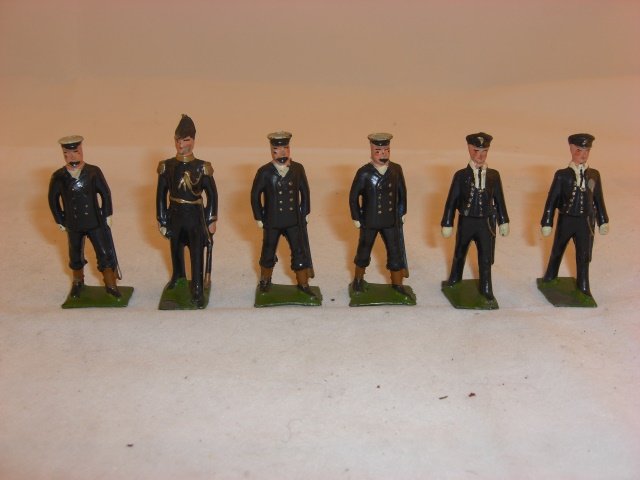 Britains from #207 Officers of the Royal Navy: Britains from #207 Officers & Petty Officers of the Royal Navy; condition excellent; 6 pieces; post war.