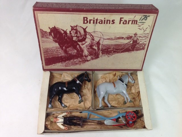 Britains Farm Set #6F General Purpose Plough: Britains Farm Set #6F General Purpose Plough; condition excellent; post war; 4 pieces.