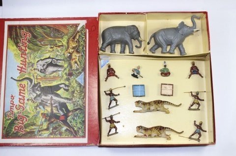 Timpo Tiger Hunt: Big Game Hunting Set Excellent Retied In Box 14 Pieces.