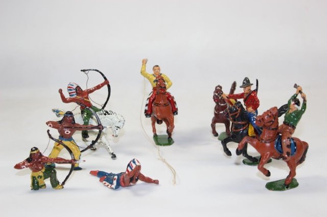 Timpo Wild West Cowboys and Indians: Mounted and on Foot Excellent Condition No Box 8 Pieces.