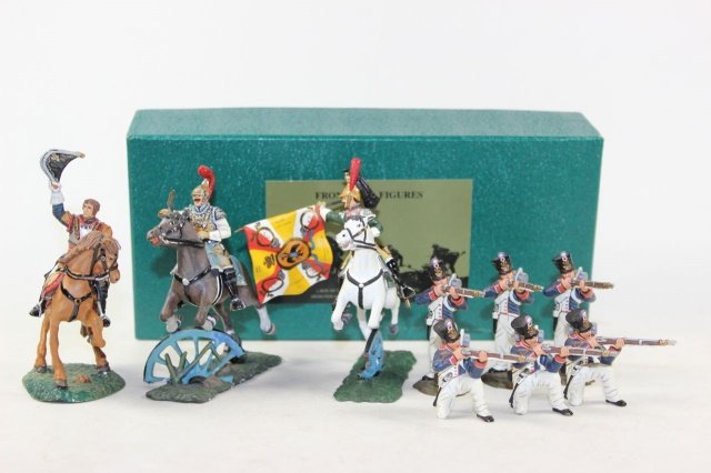 Frontline Connoisseur Range: French 1st Caribiners Officer Leading Troops, French 17th Dragoons, French 54th Line Regiment Marshall Kellerman Mtd. Excellent Condition With Box 9 Pieces.