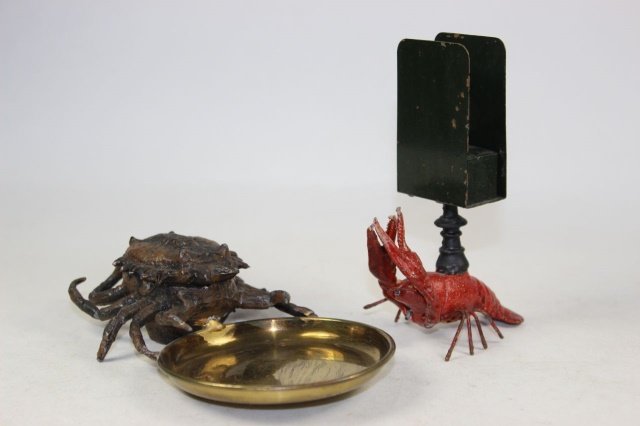 Heyde Nick/Nack Lobster Holder And Crab Ashtray: Excellent Condition 2 Pieces.