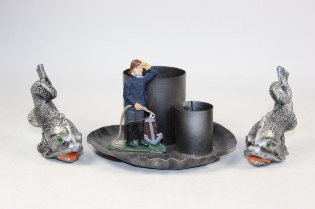 Heyde Nick/Nack: Cigarette and Match Holder Excellent Condition 3 Pieces.