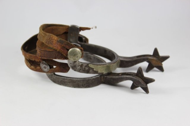 Mexican Spurs: Decorated with eagles. Excellent Condition 2 Pieces.