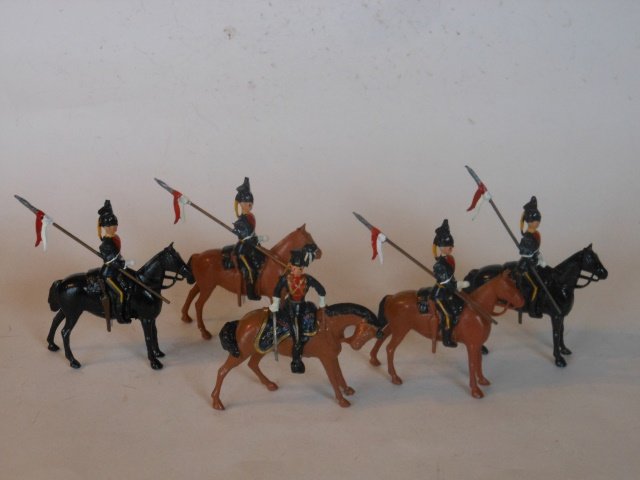Britains Set #24 9th Queen’s Royal Lancers: Post War. 5 Pieces. Unboxed. Condition Very good.