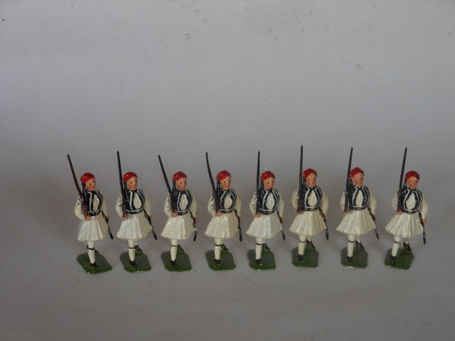 Britains Set #196 Greek Evzones: Post War. Unboxed. 8 Pieces. Condition Very Good.