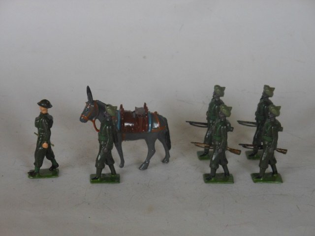 Britains Set #1893 Indian Army Service Corps: With Mule. Post War. Unboxed. 7 Pieces. Condition Very Good.