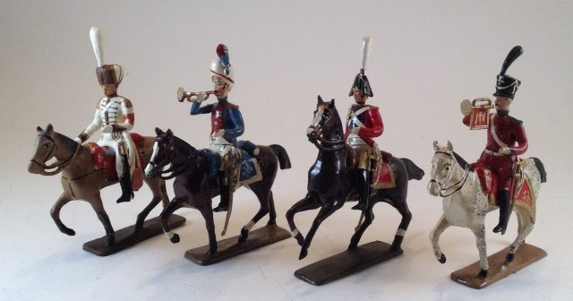 Mignot Misc.Napoleonic Cavalry: 4 pieces. Condition Excellent. No Box. Post War.