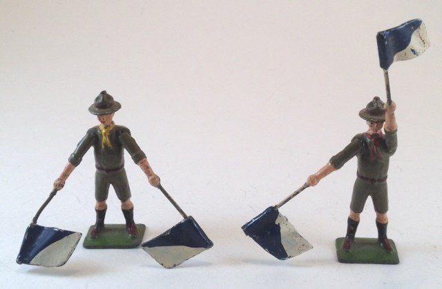 Britains Boy Scouts #163: 2 pieces. Condition Good to Very Good. No Box. Post War.