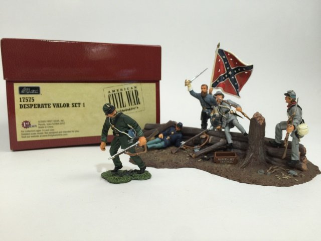 W Britain Desperate Valor Set 1 Set #17575: American Civil War. Limited edition set that was inspired by the artwork of Dale Gallon and was produced for one year only. Includes postcard of 'Desperate Valor' painting by Dale Gallon. With origina