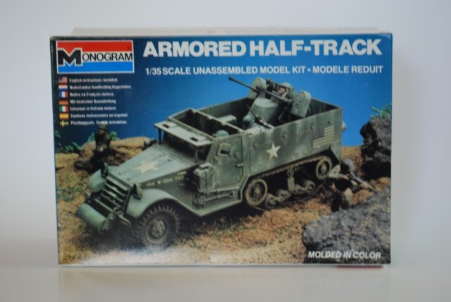 Monogram, Armored Half-Track: Kit in original box. Condition very good.
