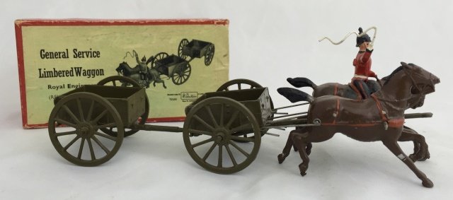 Britains Set #1330 Royal Engineers General Service: Post War in original box. At the gallop. 4 pieces. Condition figures excellent. Condition box excellent.
