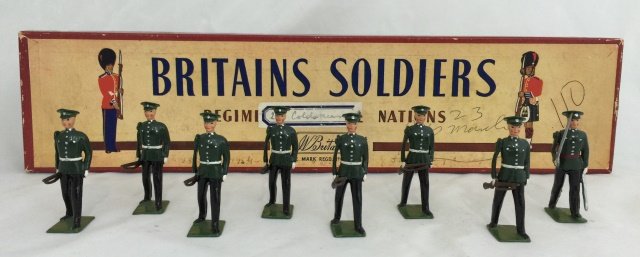 Britains Set #2088 Duke of Cornwell's Infantry: Post War. In original R. O. A. N. box. 8 pieces. Condition figures pristine. Condition box very good; with numerous ink embellishments.