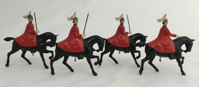 Britains from Set #400 Lifeguards in Cloaks: Post War. Unboxed. 4 pieces. Condition figures excellent.